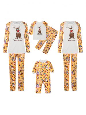 MIRJAI Noël Automne Et Hiver Parent-Enfant Vêtements Famille Porter  Loungewear Pyjama Famille Ensemble