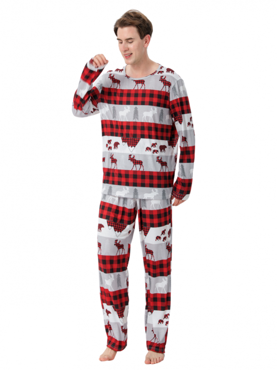 Pyjama homme grande taille en polaire motif Noël rouge